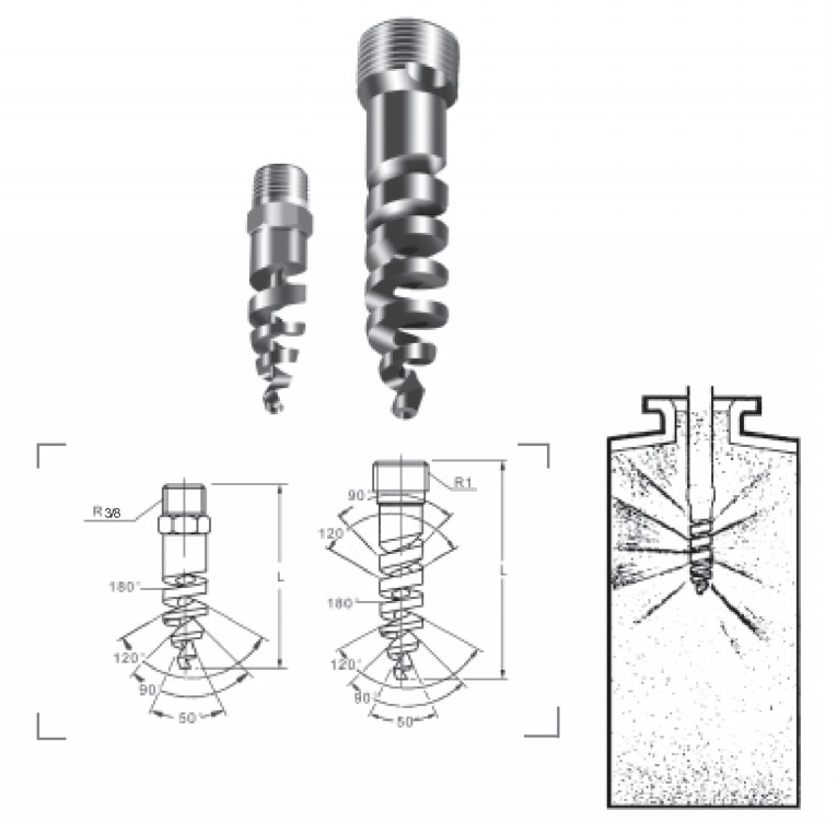 空心錐形細密霧化工業螺旋噴嘴